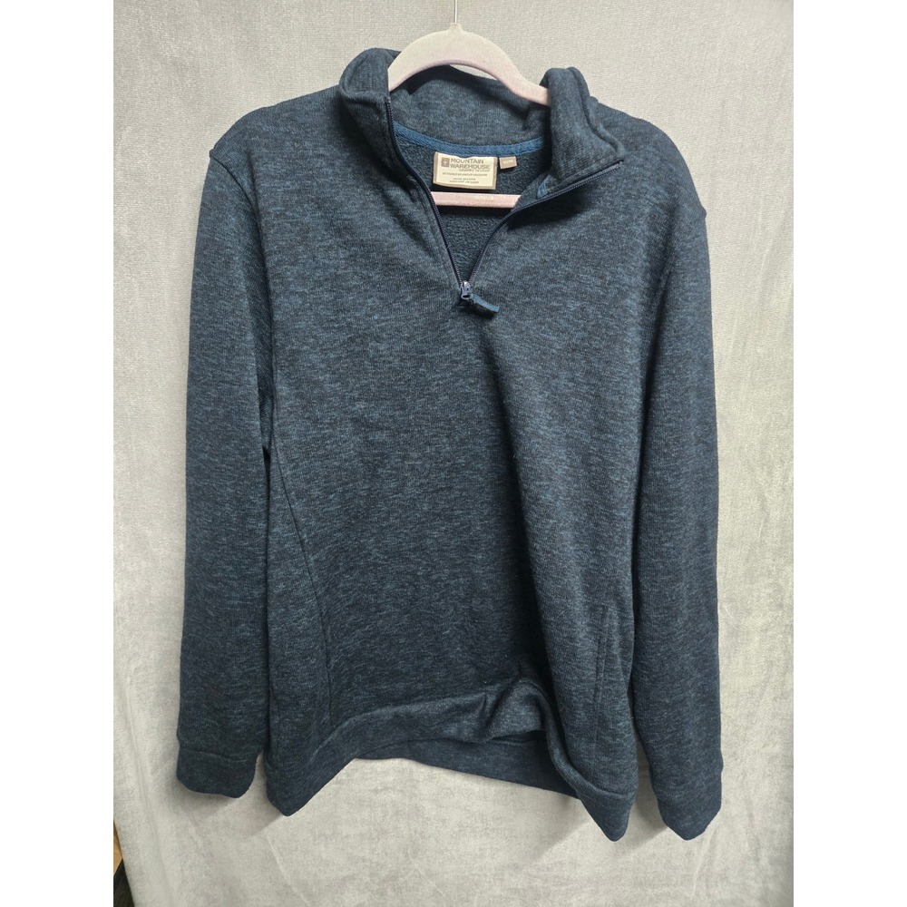 Mountain Warehouse Mens XL Quarter Zip Fleece Pullover Blue Marl Sweater Knit
